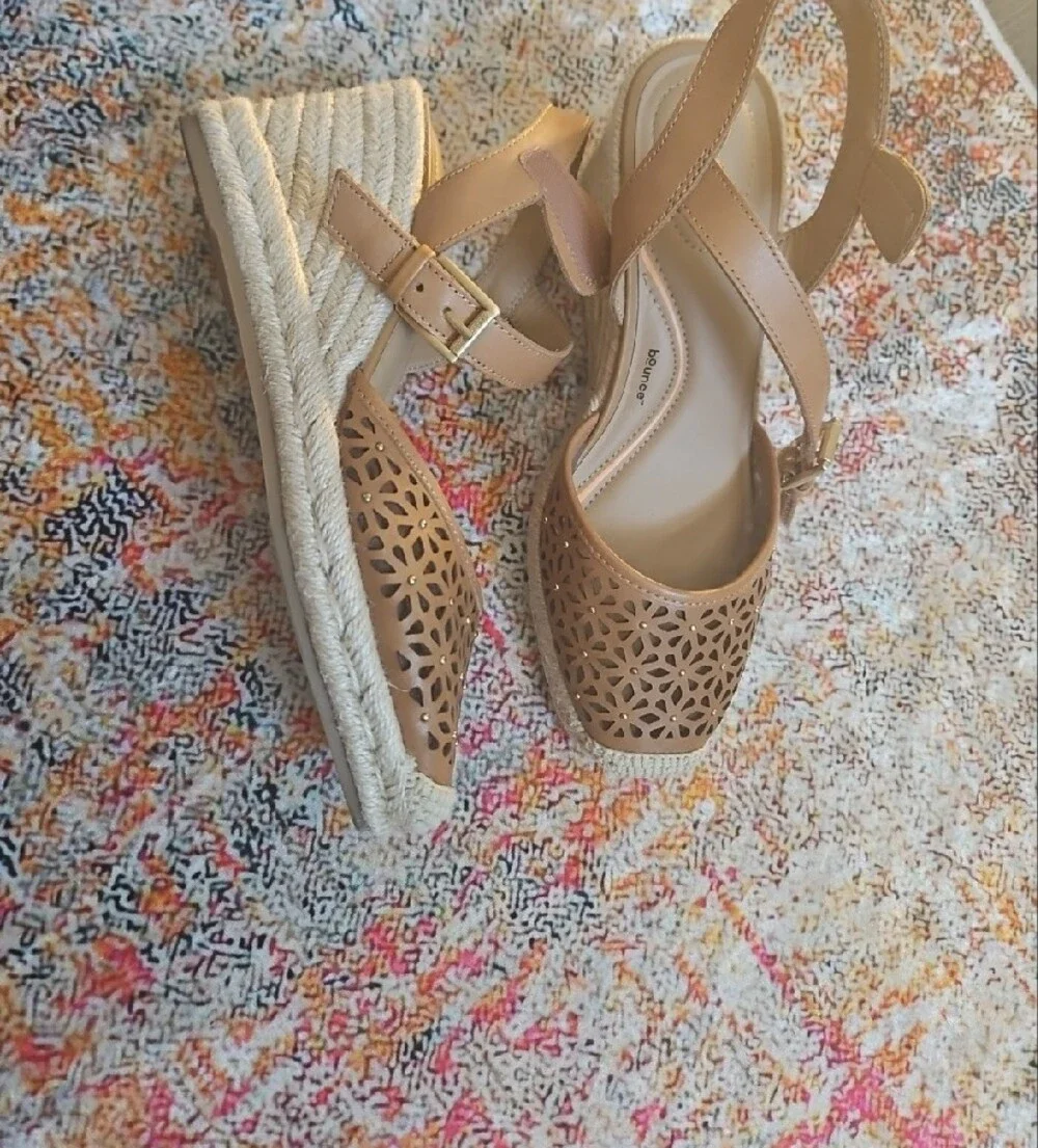 Hish PUPPIES  Espadrille Wedge Sandals with Ankle Strap